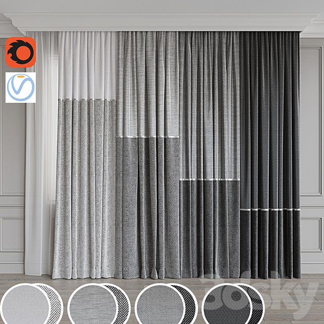 Set of curtains 95 3dsMax Model - thumbnail 1