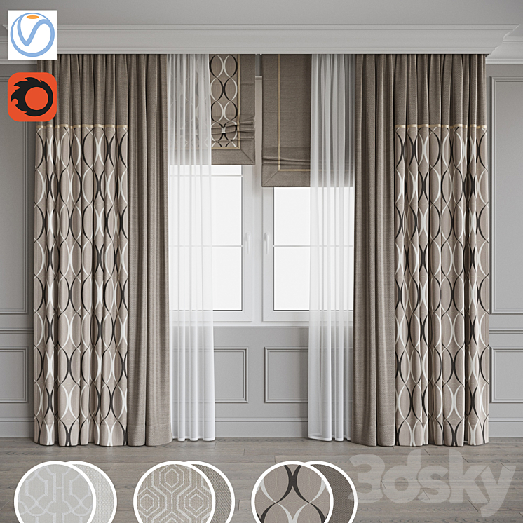 Set of curtains 98 3DS Max Model - thumbnail 1