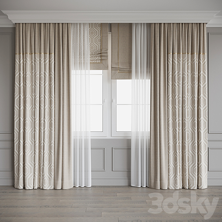 Set of curtains 98 3DS Max Model - thumbnail 2