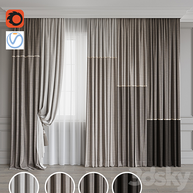 Set of curtains 99 3DS Max Model - thumbnail 1