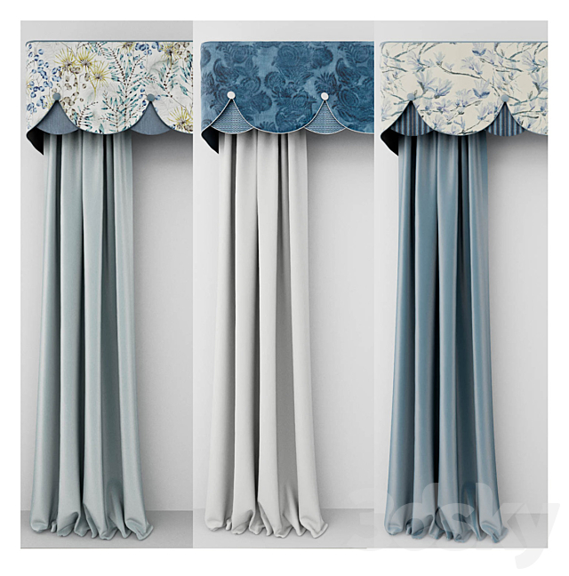 Set of Curtains Designers Guild with Lambrequin 3DSMax File - thumbnail 1