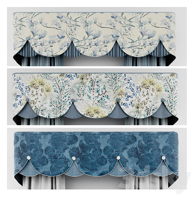 Set of Curtains Designers Guild with Lambrequin 3DSMax File - thumbnail 2