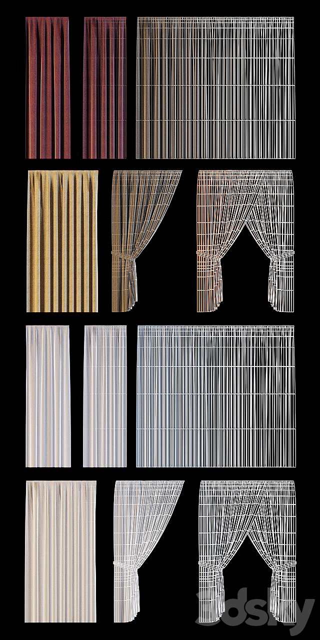 Set of curtains for windows of the exterior 3ds Max - thumbnail 2