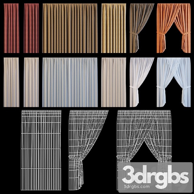 Set of curtains for windows of the exterior 3dsmax Download - thumbnail 1