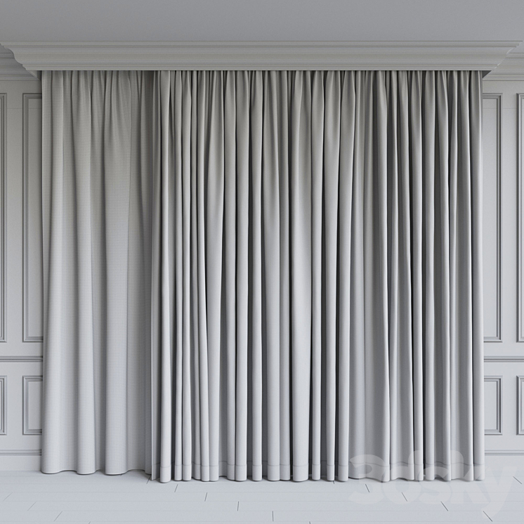 Set of curtains from velvet 27. Beige gamut 3DS Max - thumbnail 2