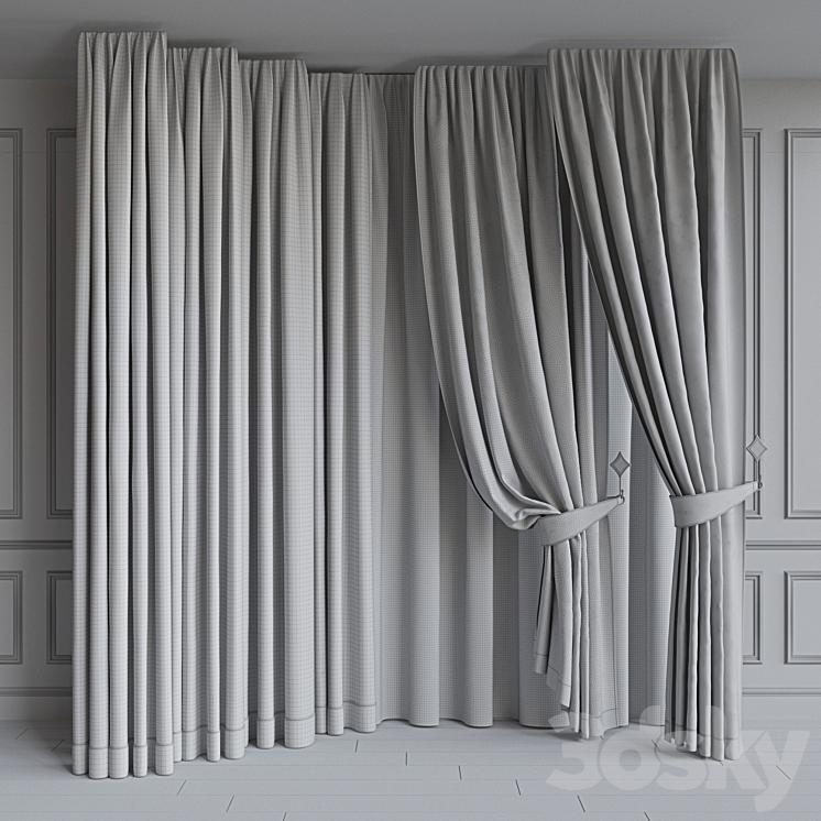 Set of curtains from velvet 37. Beige gamut 3DS Max - thumbnail 2