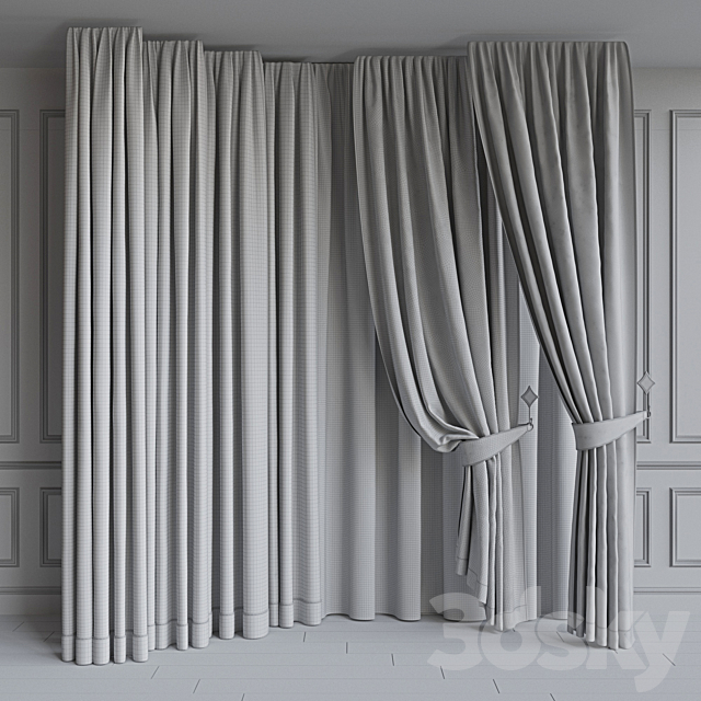 Set of curtains from velvet 37. Beige gamut 3DSMax File - thumbnail 2