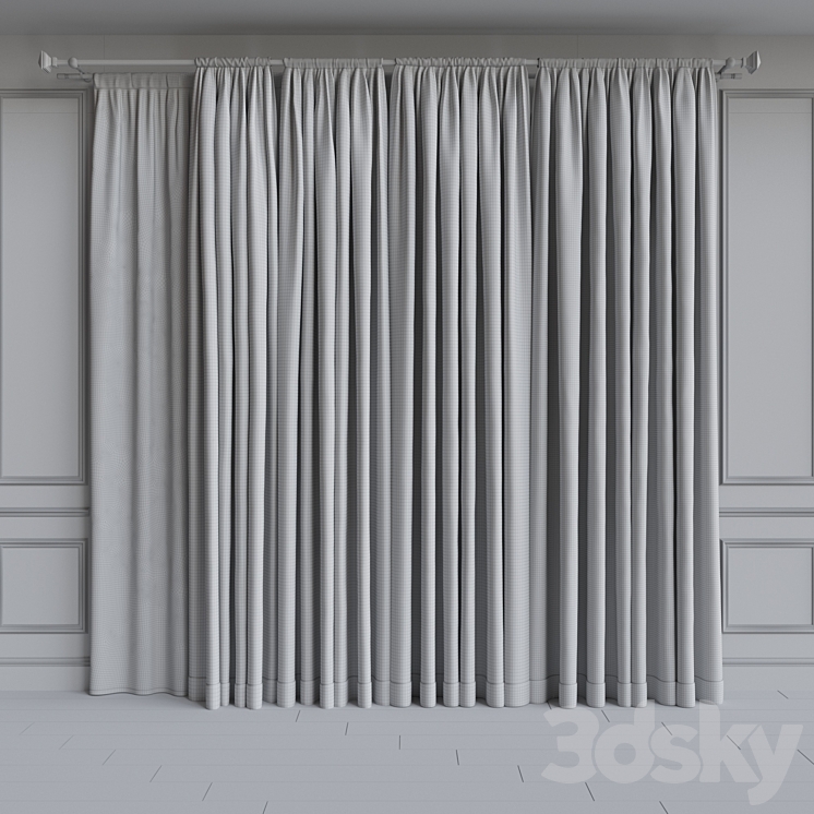 Set of curtains on the cornice 20. Gray range 3DS Max - thumbnail 2