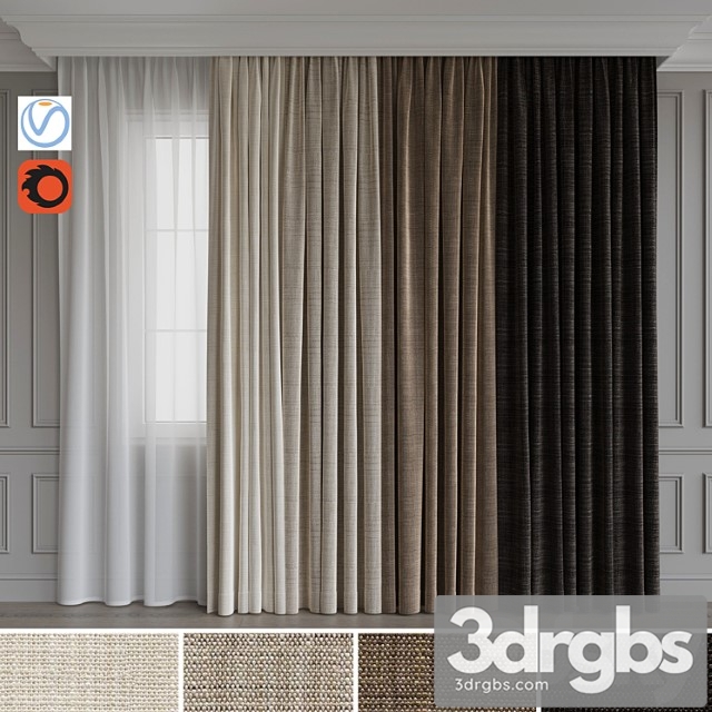 Set of curtains velvet 28 3dsmax Download - thumbnail 1