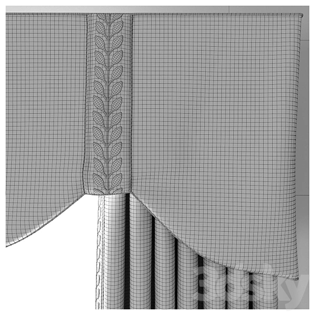 Set of curtains with a lambrequin 3ds Max - thumbnail 3