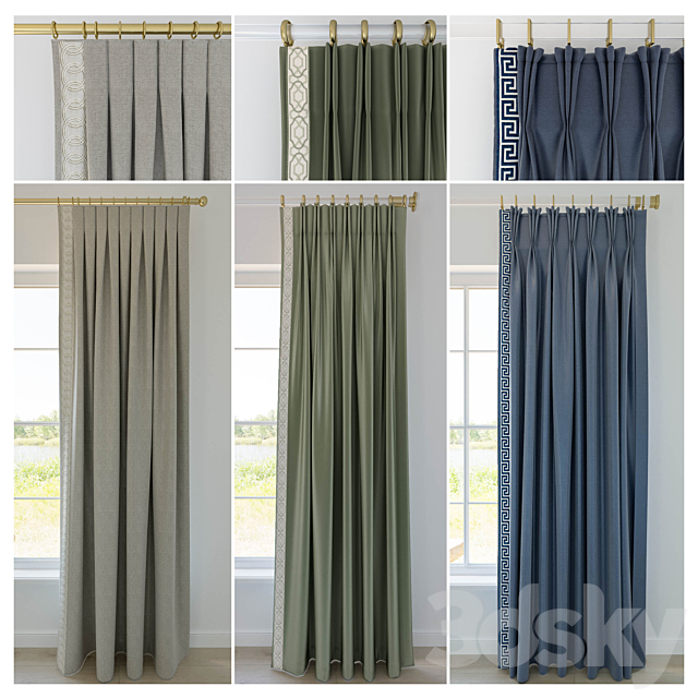 Set of curtains with decorative trim 3DSMax File - thumbnail 1