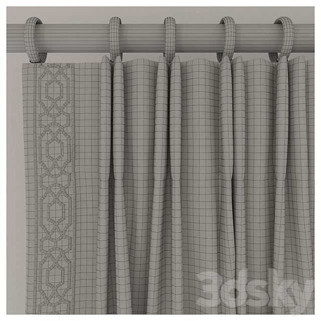 Set of curtains with decorative trim 3DSMax File - thumbnail 2