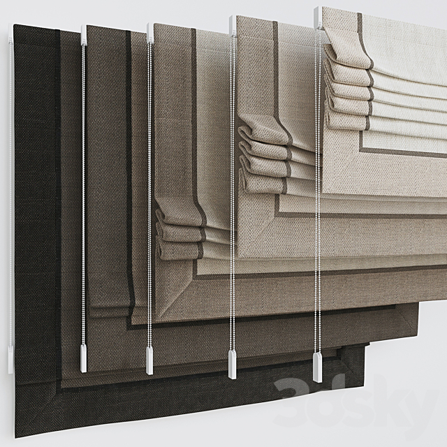 Set of Roman blinds 11 3DS Max Model - thumbnail 3