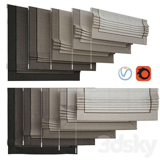 Set of Roman blinds 11 3dsMax Model - thumbnail 1