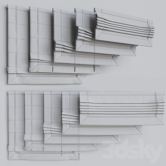 Set of Roman blinds 11 3dsMax Model - thumbnail 2