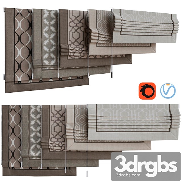 Set of Roman Blinds 12 1 3dsmax Download - thumbnail 1