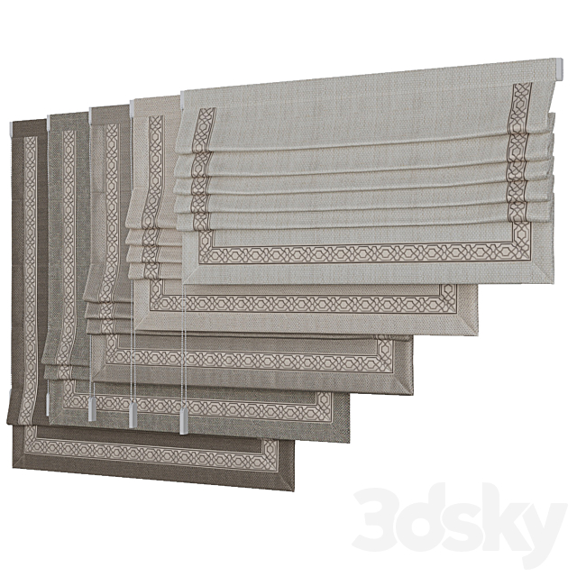 Set of Roman blinds 8 3DS Max Model - thumbnail 3