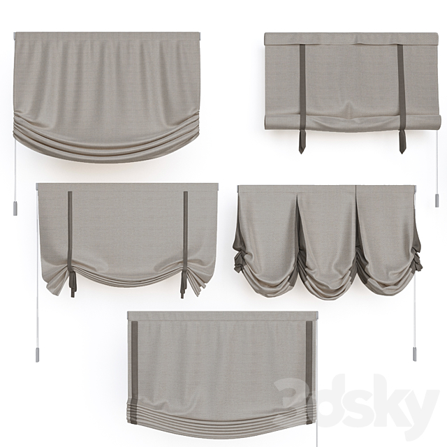 Set of Roman blinds 9 3DS Max Model - thumbnail 2