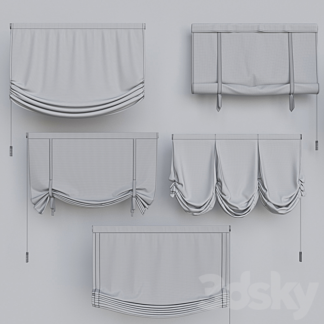 Set of Roman blinds 9 3DS Max Model - thumbnail 3