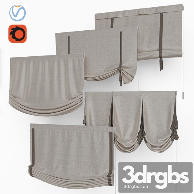 Set of roman blinds 9 3dsmax Download - thumbnail 1