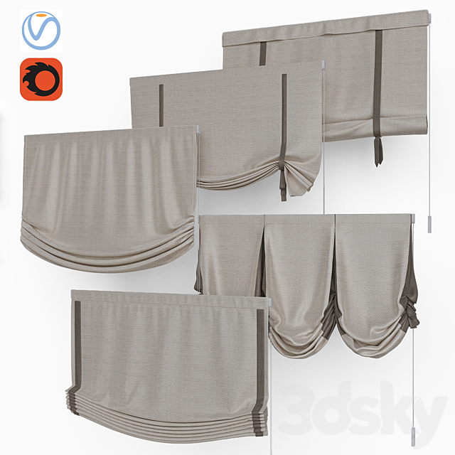 Set of Roman blinds 9 3dsMax Model - thumbnail 1