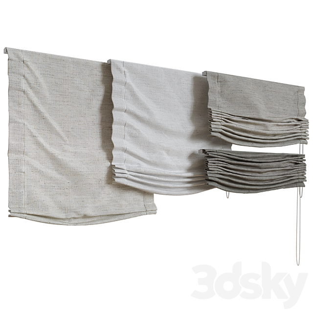 Set of Roman blinds_2 3DS Max Model - thumbnail 2