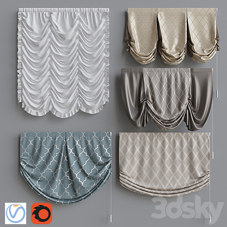 Set of Roman Curtains 4 3DS Max Model - thumbnail 3