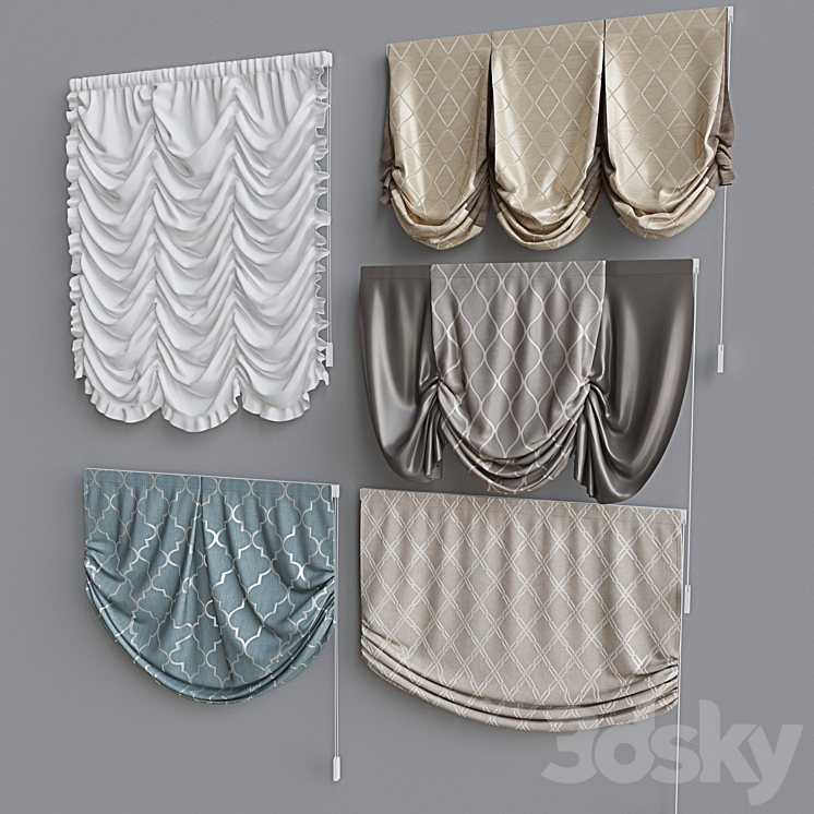 Set of Roman Curtains 4 3DS Max - thumbnail 2