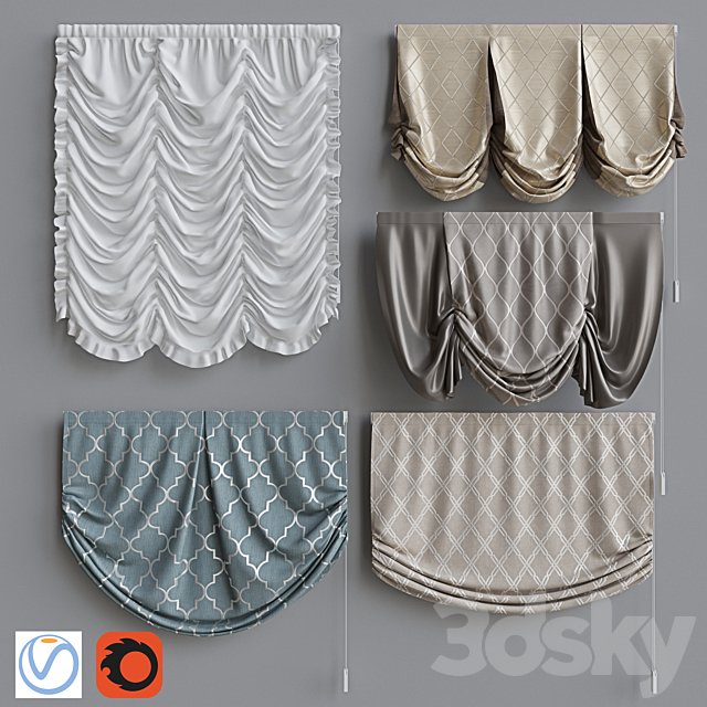 Set of Roman Curtains 4 3DS Max Model - thumbnail 1