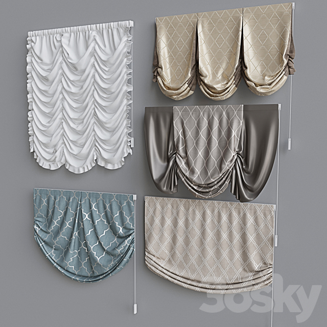 Set of Roman Curtains 4 3DS Max Model - thumbnail 2