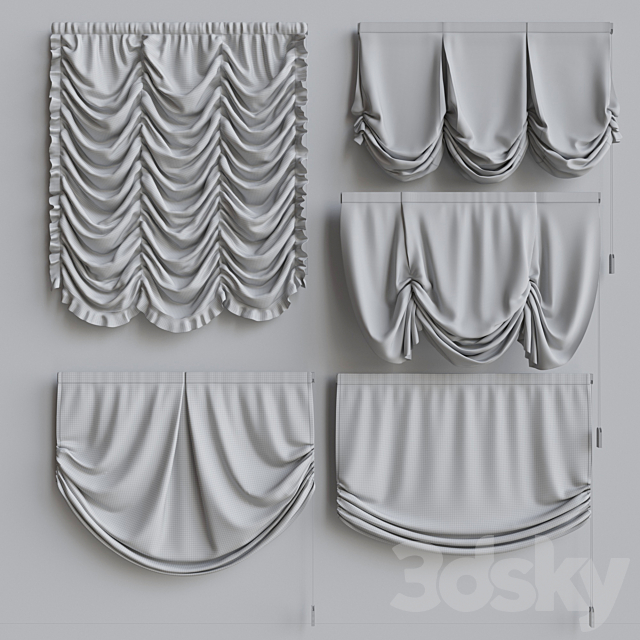 Set of Roman Curtains 4 3DS Max Model - thumbnail 3