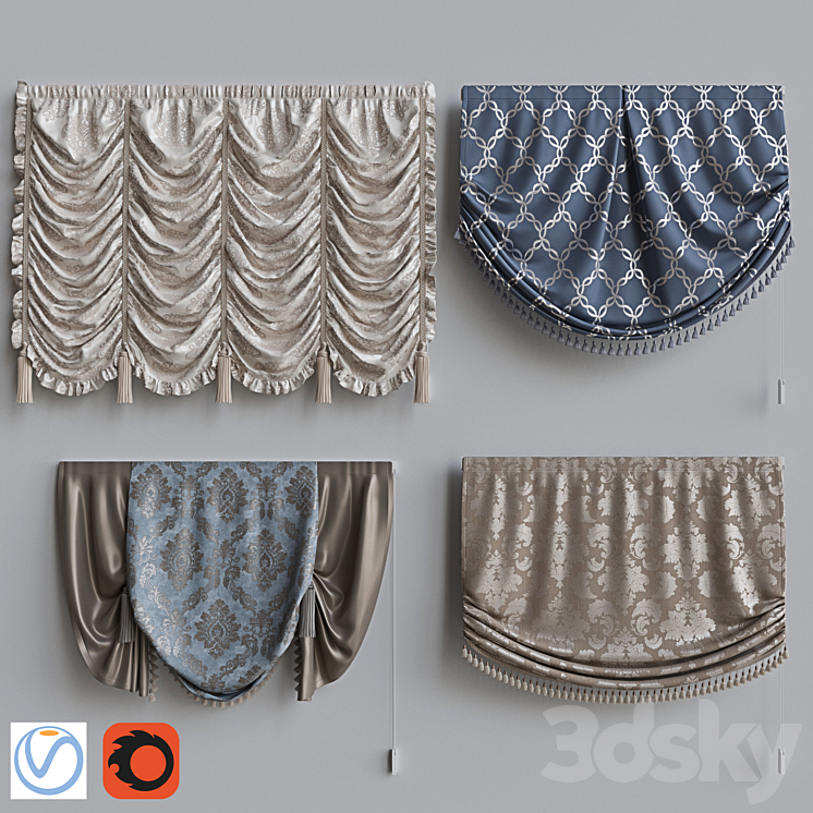 Set of Roman Curtains 5 3DS Max Model - thumbnail 1