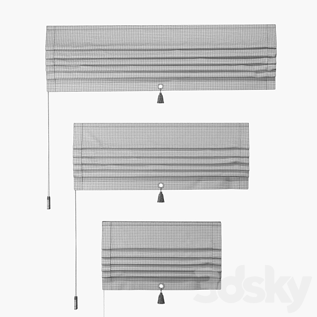 Set of Roman curtains TITOS (white velvet) 3DS Max Model - thumbnail 3