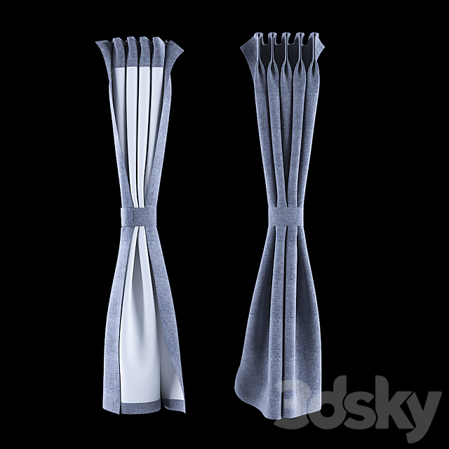 Short Windows Curtain T01 3DSMax File - thumbnail 1