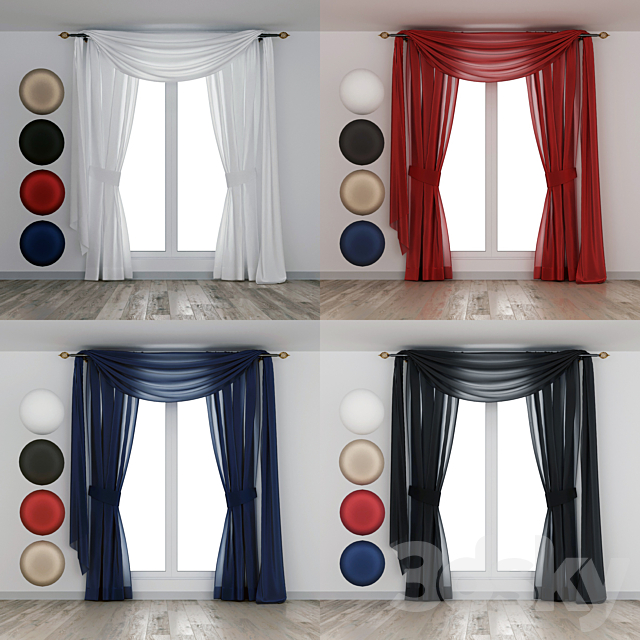 Silk curtains with lambrequin 3DSMax File - thumbnail 2