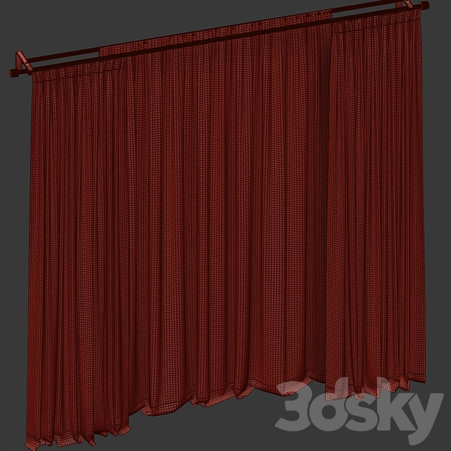 Straight curtains with tulle. 3DS Max Model - thumbnail 4