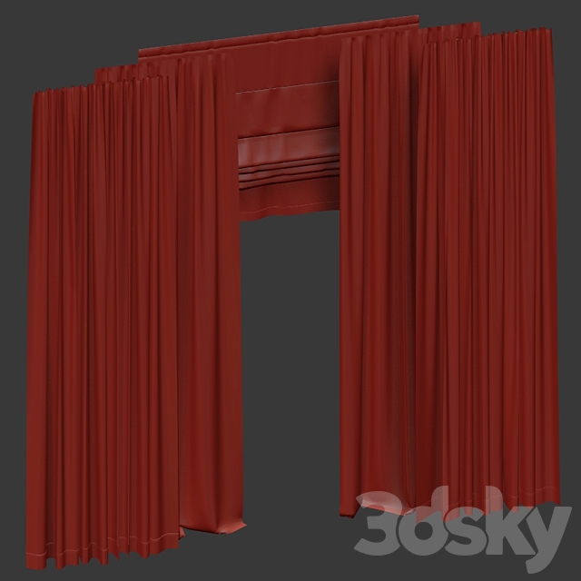 Straight curtains with tulle and roman 3DS Max Model - thumbnail 5