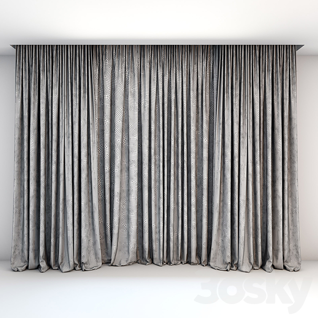 Straight two-color curtains in the floor and tulle in a modern style 3DSMax File - thumbnail 2