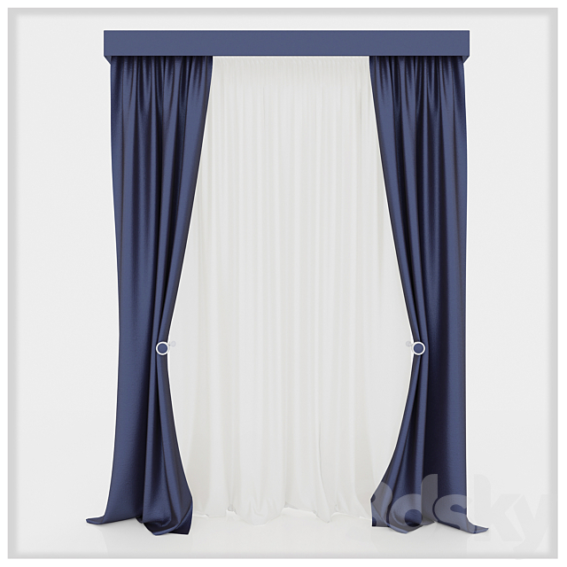 Taffeta Curtains 3DS Max Model - thumbnail 1