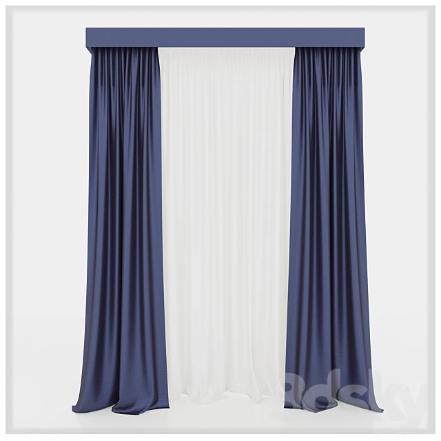 Taffeta Curtains 3DS Max Model - thumbnail 2