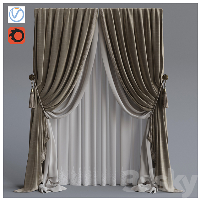 The curtain 3 beige 3DSMax File - thumbnail 1