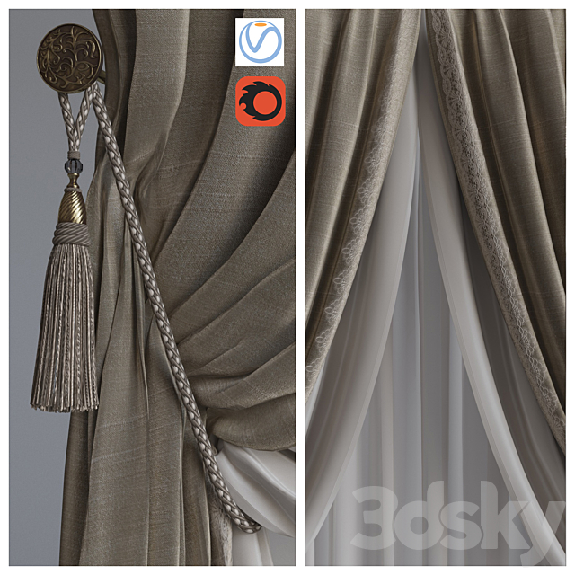 The curtain 3 beige 3DSMax File - thumbnail 2