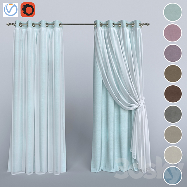 The curtain with the tulle 1 3ds Max - thumbnail 1