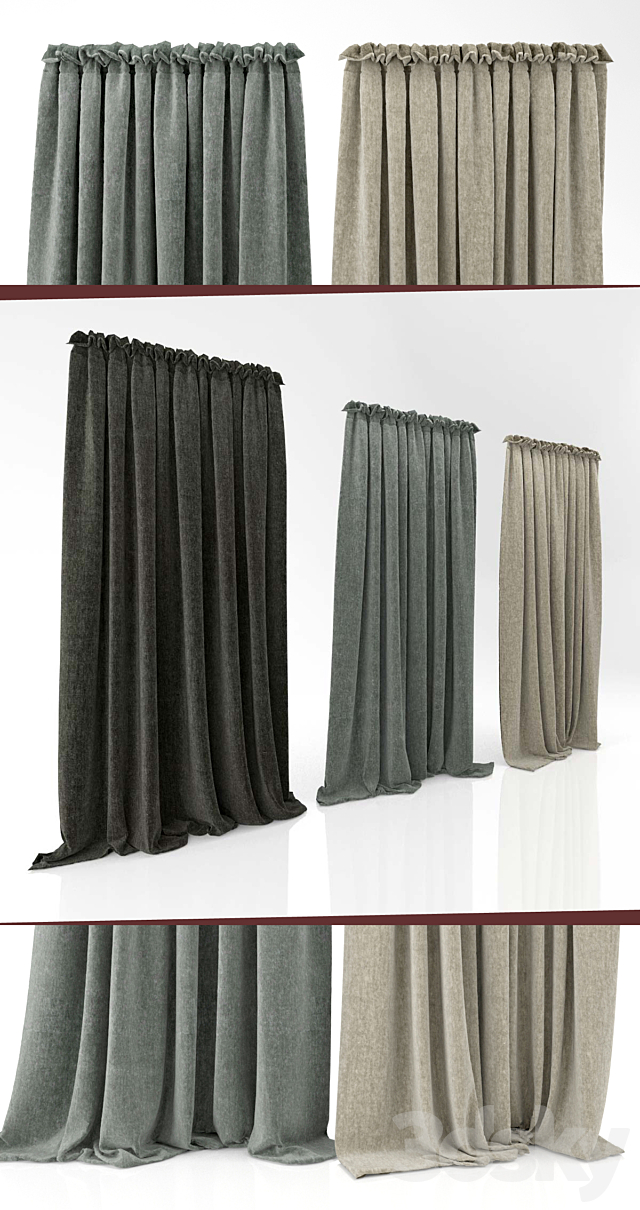 Three curtains 2 3DSMax File - thumbnail 1