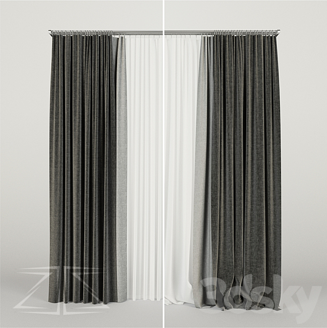 Three-row curtain 1 3DSMax File - thumbnail 1