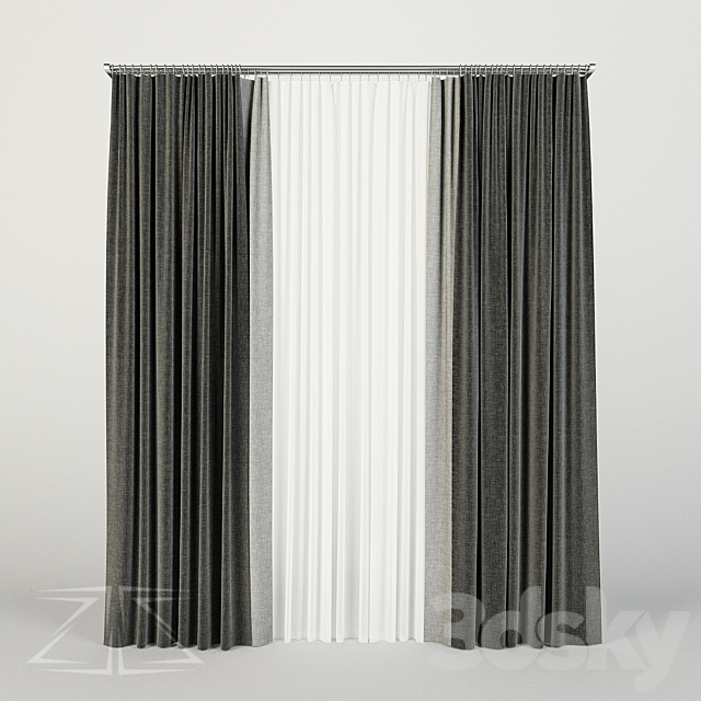 Three-row curtain 1 3DSMax File - thumbnail 3