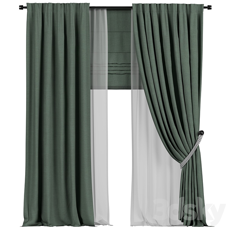 Tulle and roman curtains in the back 3DS Max Model - thumbnail 1