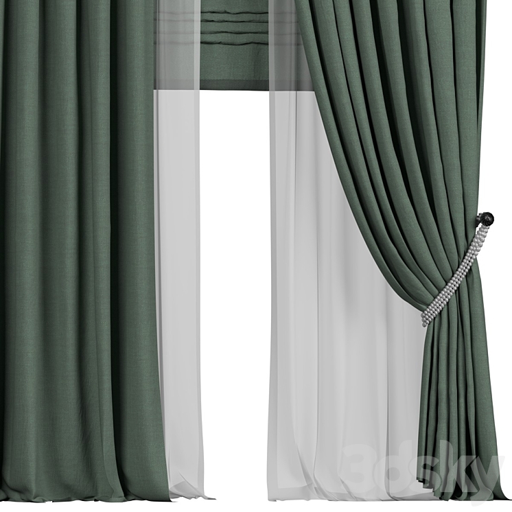 Tulle and roman curtains in the back 3DS Max Model - thumbnail 2