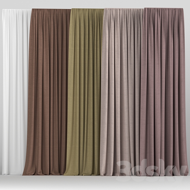 Tulle curtains collection 3ds Max - thumbnail 1