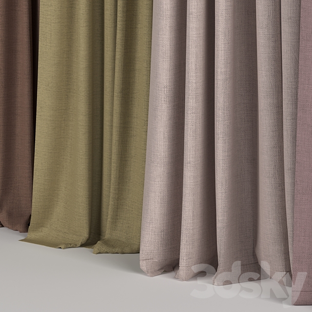 Tulle curtains collection 3ds Max - thumbnail 3